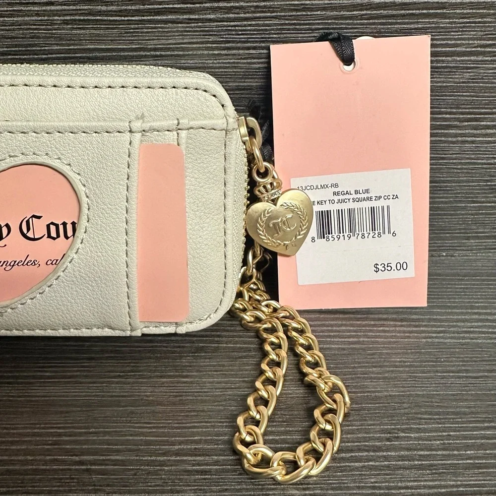 NWT The Key to Juicy "Regal Blue" Wallet w/Pink & Gold Detail Chain & Lip Balm - Picture 6 of 7